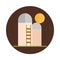 Agriculture and farming silo storage grain and stairs block and flat icon