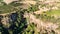 Agriculture field above gorge canyon geologycal formation ecosystem.