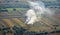 Agriculture fires during spring. Aerial view of some field fires in order to clean the fields