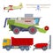 Agriculture harvest machine vector industrial farm equipment tractors transport combines and machinery excavator