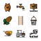 Agriculture icon set outline style including compound,seed,fertilizer,flush,water,pipe,garden,tree,leaf,corn,agriculture,sweetcorn