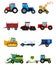 Agriculture industrial farm equipment harvest machine tractors combines and machinery excavators vector illustration.