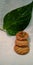 agriculture ingredients made biscuits isolated with green leaf at white background