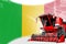 Agriculture innovation concept, red advanced rye combine harvester on Mali flag - digital industrial 3D illustration