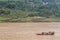 Agriculture landscape with sloop on Yangtze River, China