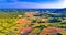 Agriculture layers of Prigorje region near Apatovec village aerial view