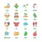 Agriculture line icons with flat colors