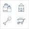 agriculture line icons. linear set. quality vector line set such as wheelbarrow, shovel, silo