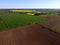 Agriculture lowland in spring, aerial view, Zulawy Wislane, Poland