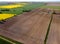 Agriculture lowland in spring, aerial view, Zulawy Wislane, Poland