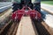 Agriculture machines on asparagus field