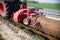 Agriculture machines on asparagus field