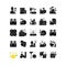 Agriculture related black glyph icons set on white space