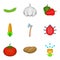 Agriculture sector icons set, cartoon style