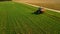 Agriculture. Tillage tractor . Aerial survey