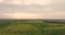 Agriculture Tractor Spraying Summer Crop Canola Field. Aerial footage