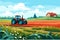 Agriculture, working in the field, harvesting, vector flat illustration