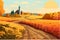 Agriculture, working in the field, harvesting, vector flat illustration