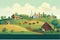 Agriculture, working in the field, harvesting, vector flat illustration