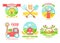 Agro badges cartoon vector illustartion