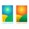 Agro company template.Set of two logos.beautiful fields for agronomy.the sun rises need to work.Agro logo