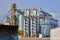 agro silos on agro-industrial complex and grain drying and seeds cleaning line