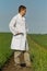 Agronomist in onion field