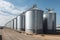 Agroprocessing industrial facility - grain elevators and silos. Generative AI