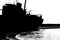 Aground ship at beach graphic silhouette