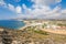 Agua Amarga village from top of mountain in Cabo de Gata Natural Park