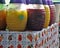 Aguas frescas sale on a Honduras traditional Market