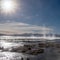 Aguas termales de Polques, hot springs with a pool of steaming natural thermal water in Bolivia