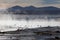 Aguas termales de Polques, hot springs with a pool of steaming natural thermal water in Bolivia