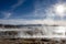 Aguas termales de Polques, hot springs with a pool of steaming natural thermal water in Bolivia