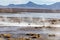 Aguas termales de Polques, hot springs with a pool of steaming natural thermal water in Bolivia