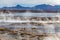 Aguas termales de Polques, hot springs with a pool of steaming natural thermal water in Bolivia