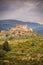 Aguilar Cathar Castle on a Cloudy Spring Day in Aude, France