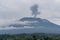 Agung volcano eruption view near rice fields, Bali