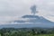 Agung volcano eruption view near rice fields, Bali