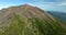 Agung volcano slope. The crater of the sacred Mountain. Drone view of Bali.