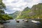 Agvatnet lake in Lofoten island in Norway