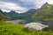 Agvatnet lake in Lofoten island in Norway