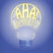 Aha! moment neon lettering in lightbulb