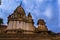 Ahilya fort in Maheshwar set against monsoon clouds