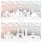Ahmedabad and Delhi India City Skyline Set in Paper Cut Style