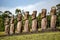 Ahu Akivi  in Rapa Nui or Easter Island in the ValparaÃ­so Region of Chile