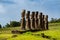 Ahu Akivi  in Rapa Nui or Easter Island in the ValparaÃ­so Region of Chile