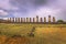 Ahu Tongariki, Easter Island - July 10, 2017: Moai altar of Tong