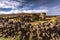 Ahu Tongariki, Easter Island - July 10, 2017: Moai altar of Tong