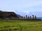 Ahu Tongariki - group of mysterious moai at the seashore on Easter Island Rapa Nui, Chile